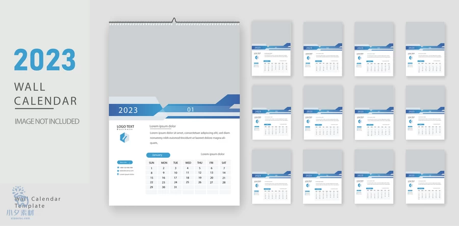 公司企业科技感简约2023年日历挂历台历年历模板AI矢量设计素材【269】